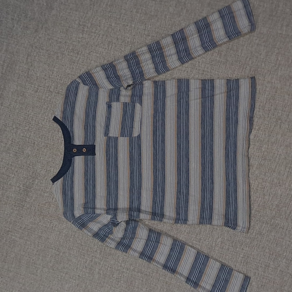 Striped Blue Gold Grey Long Sleeve Tee Boys YLG